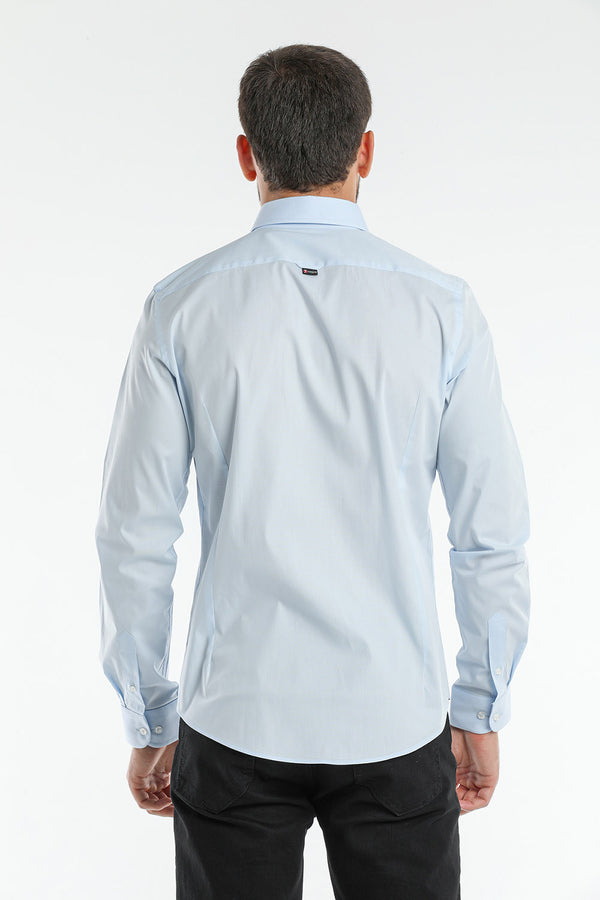 Camicia Uomo Leonardo Essential Popelin Stretch Celeste