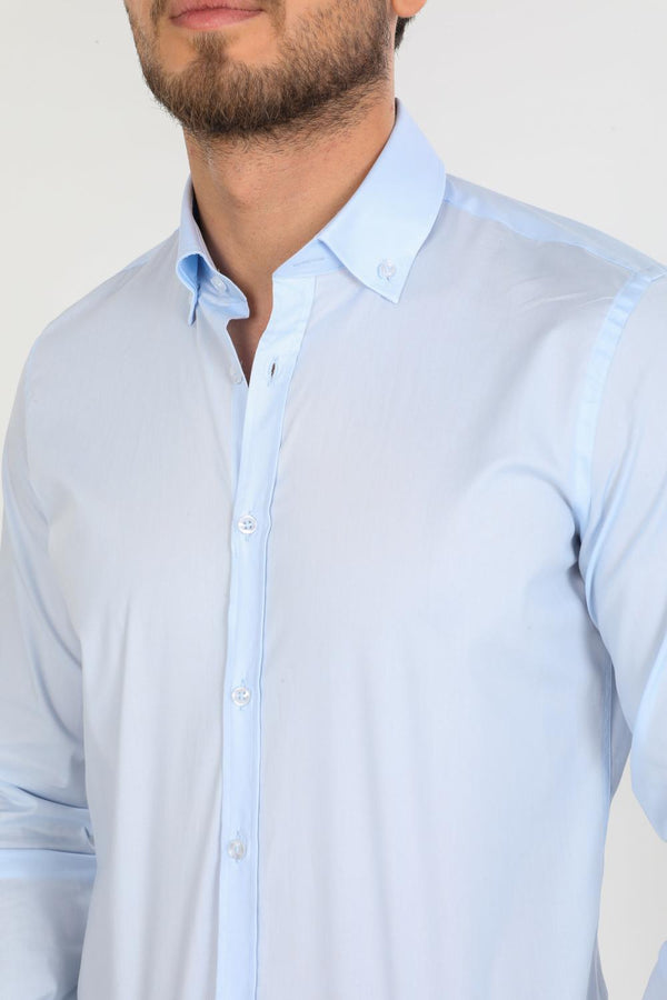 Leonardo Essentials Poplin Stretch Man Shirt Light Blue