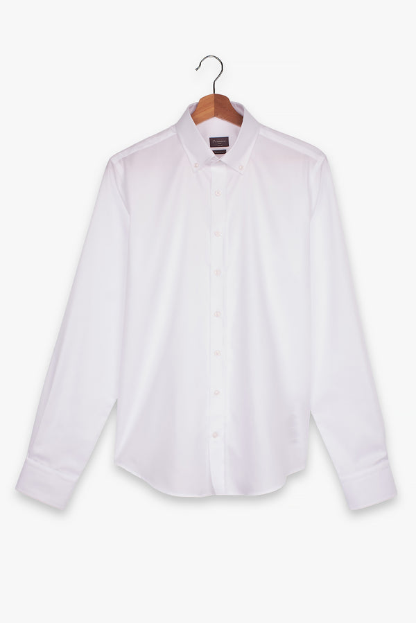 Camisa Hombre Leonardo Essential Twill Blanco Sin plancha