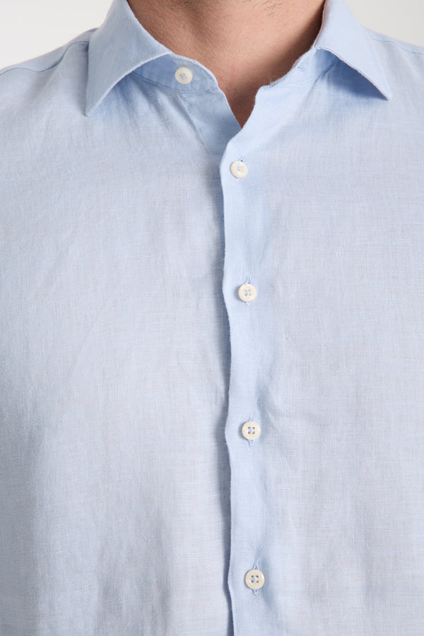 Camicia Uomo Leonardo Essential Lino Celeste