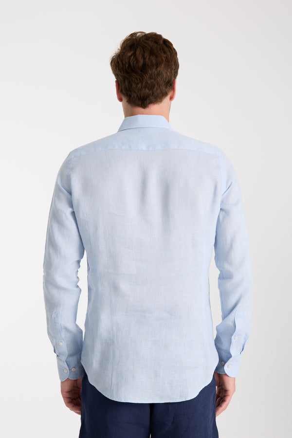 Camicia Uomo Leonardo Essential Lino Celeste