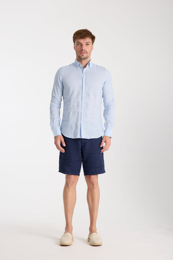 Camicia Uomo Leonardo Essential Lino Celeste