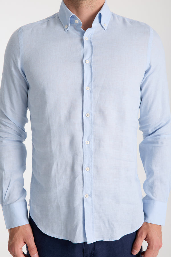 Camicia Uomo Leonardo Essential Lino Celeste