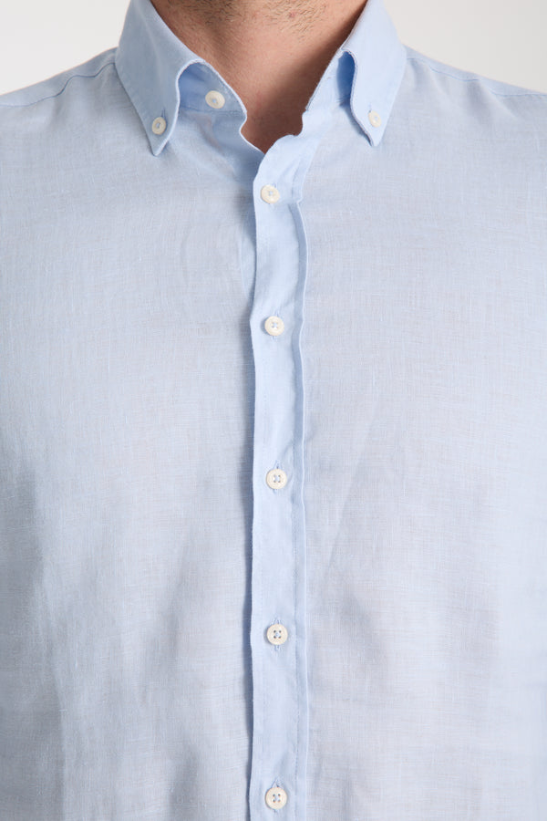Camicia Uomo Leonardo Essential Lino Celeste