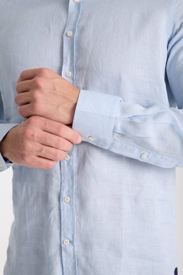 Camicia Uomo Leonardo Essential Lino Celeste