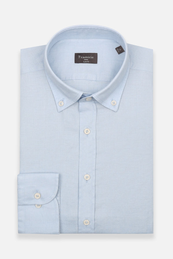 Camicia Uomo Leonardo Essential Lino Celeste