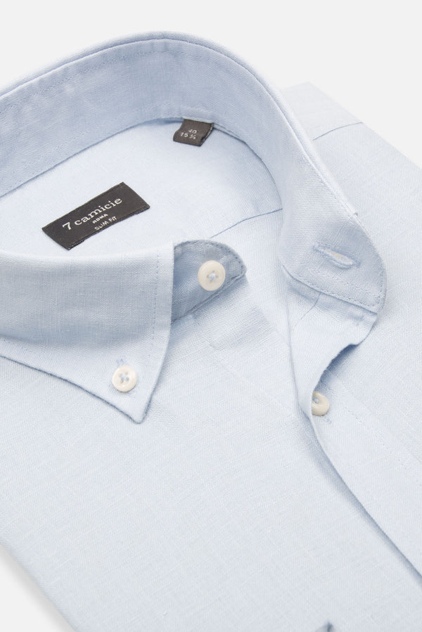 Camicia Uomo Leonardo Essential Lino Celeste