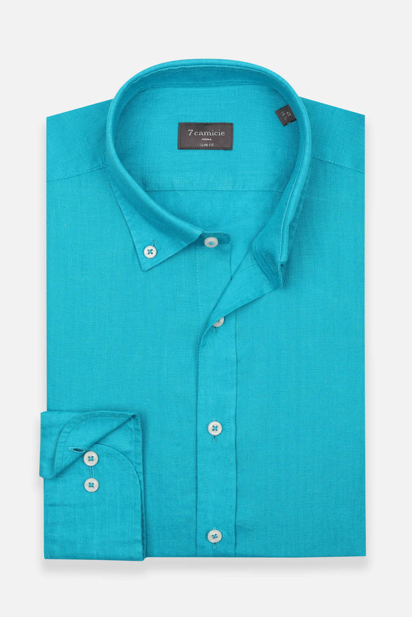 Leonardo Essential Herren Hemd Leinen Hellblau