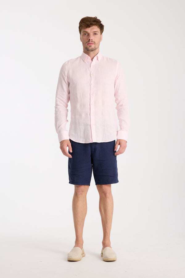 Camicia Uomo Leonardo Essential Lino Rosa