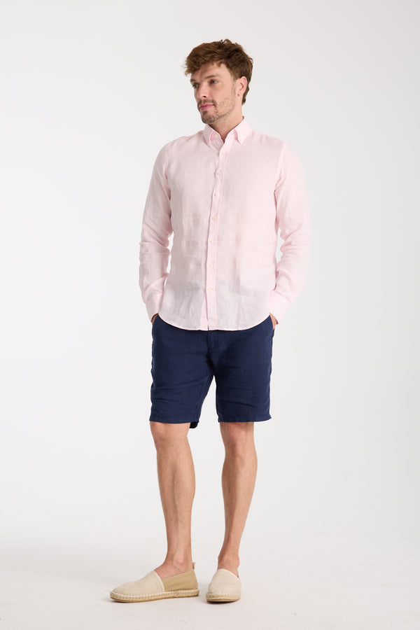 Camicia Uomo Leonardo Essential Lino Rosa
