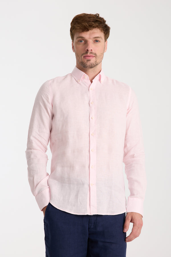 Camicia Uomo Leonardo Essential Lino Rosa