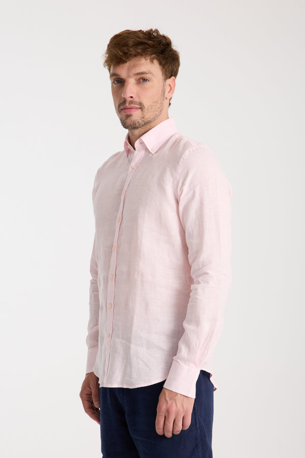 Camicia Uomo Leonardo Essential Lino Rosa