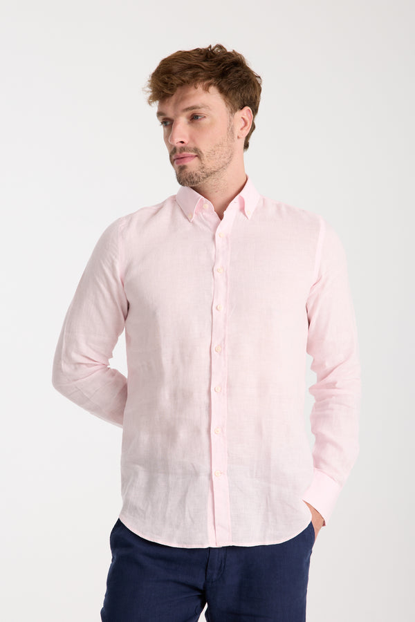 Camicia Uomo Leonardo Essential Lino Rosa