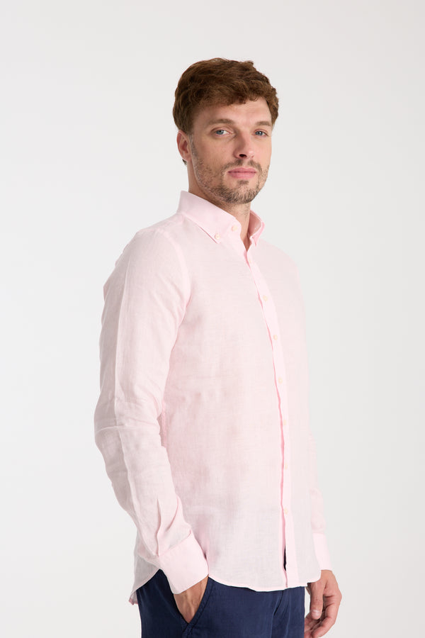 Camicia Uomo Leonardo Essential Lino Rosa