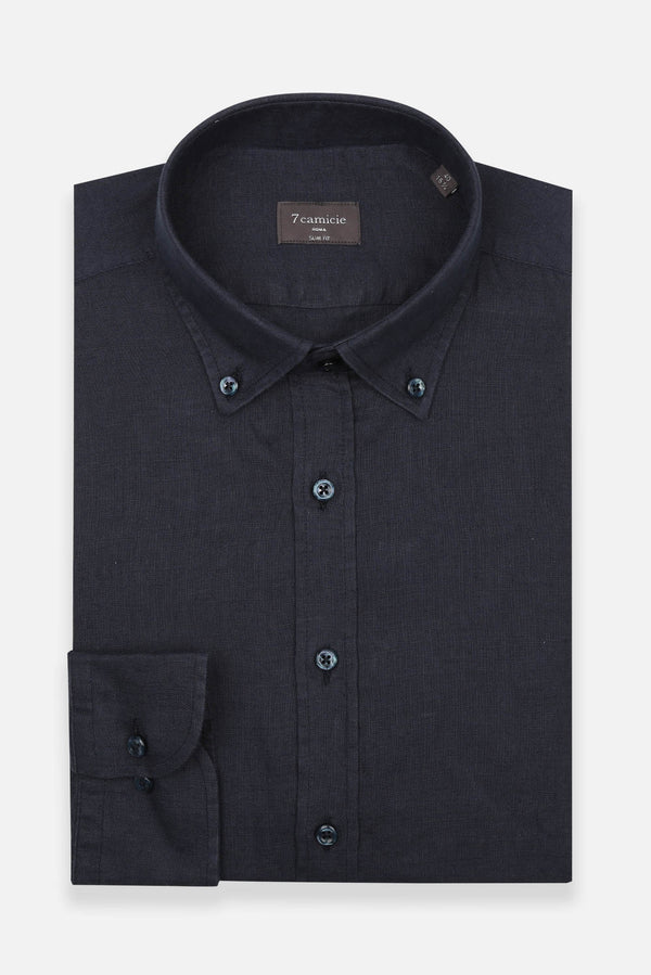 Camisa Hombre Leonardo Essential Lino Azul
