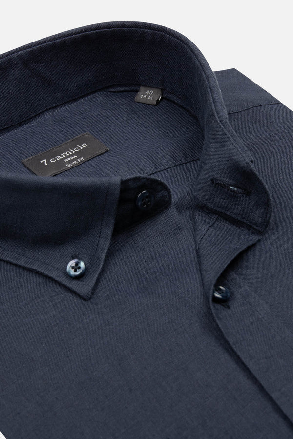 Camisa Hombre Leonardo Essential Lino Azul