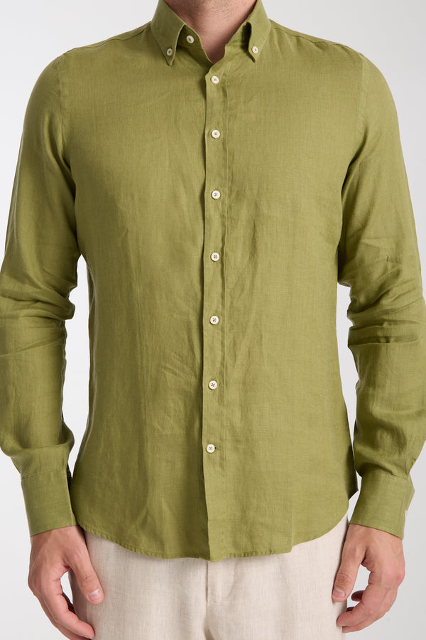 Camicia Uomo Leonardo Essential Lino Verde