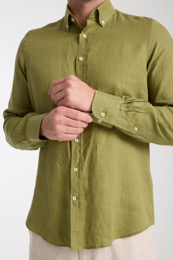 Camicia Uomo Leonardo Essential Lino Verde