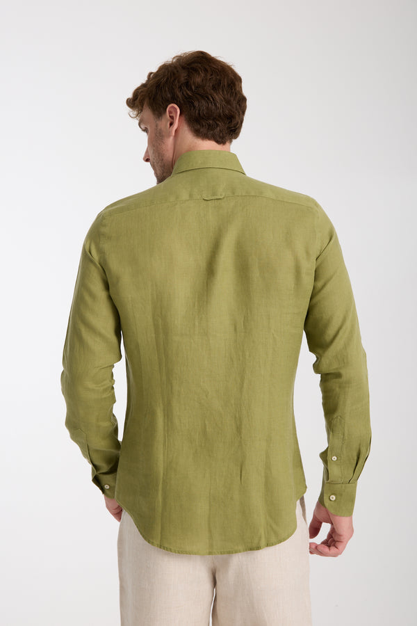 Camicia Uomo Leonardo Essential Lino Verde