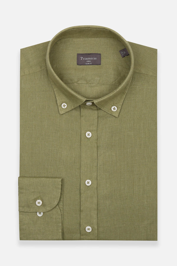 Camicia Uomo Leonardo Essential Lino Verde