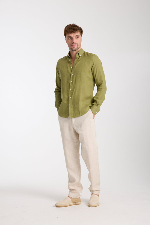 Camicia Uomo Leonardo Essential Lino Verde