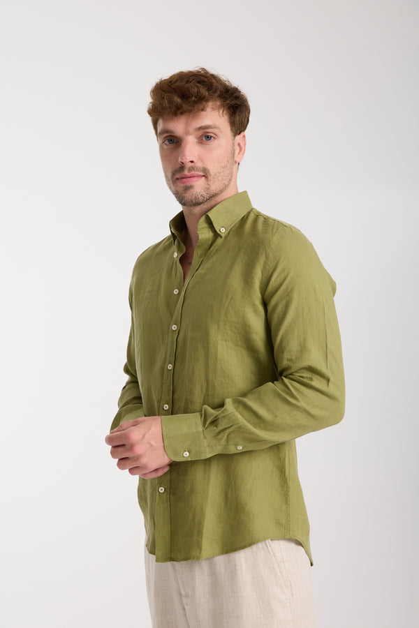Camicia Uomo Leonardo Essential Lino Verde