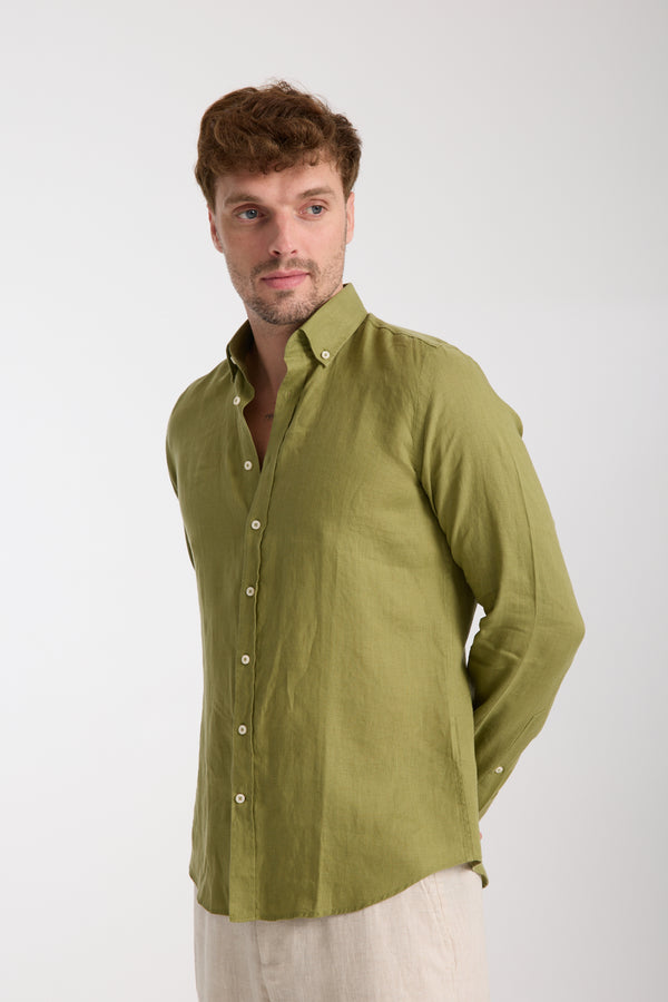 Camicia Uomo Leonardo Essential Lino Verde