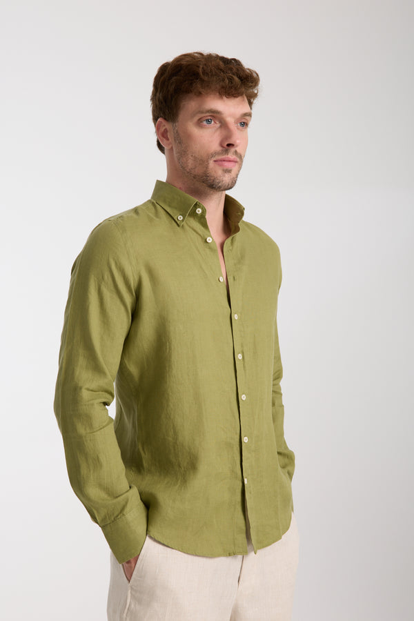 Camicia Uomo Leonardo Essential Lino Verde