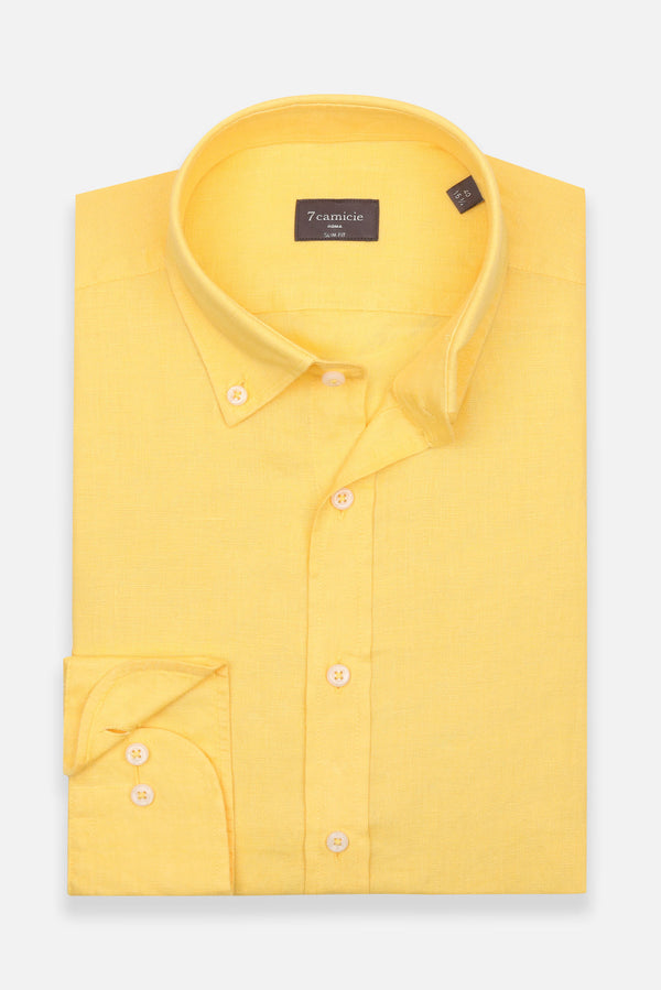 Leonardo Essential Herren Hemd Leinen Gelbe