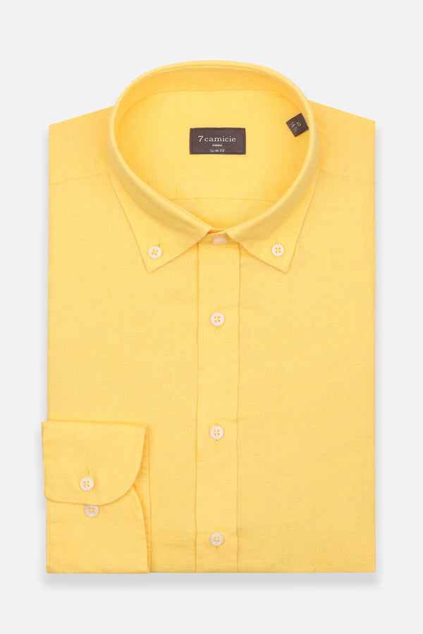 Leonardo Essential Herren Hemd Leinen Gelbe