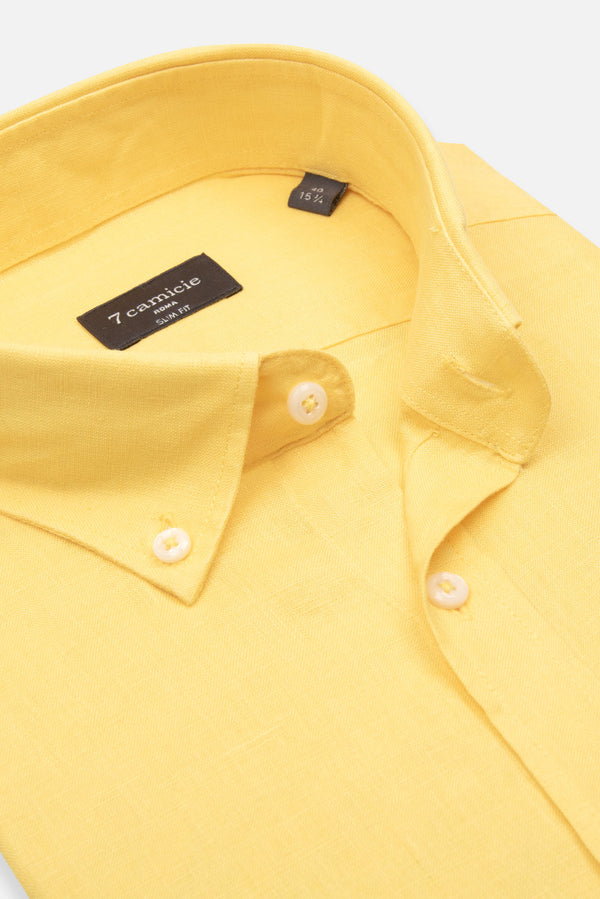 Leonardo Essential Herren Hemd Leinen Gelbe