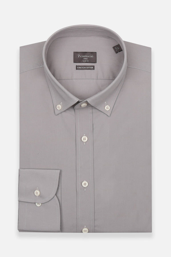 Camicia Uomo Leonardo Essential Popelin Stretch Grigio Chiaro