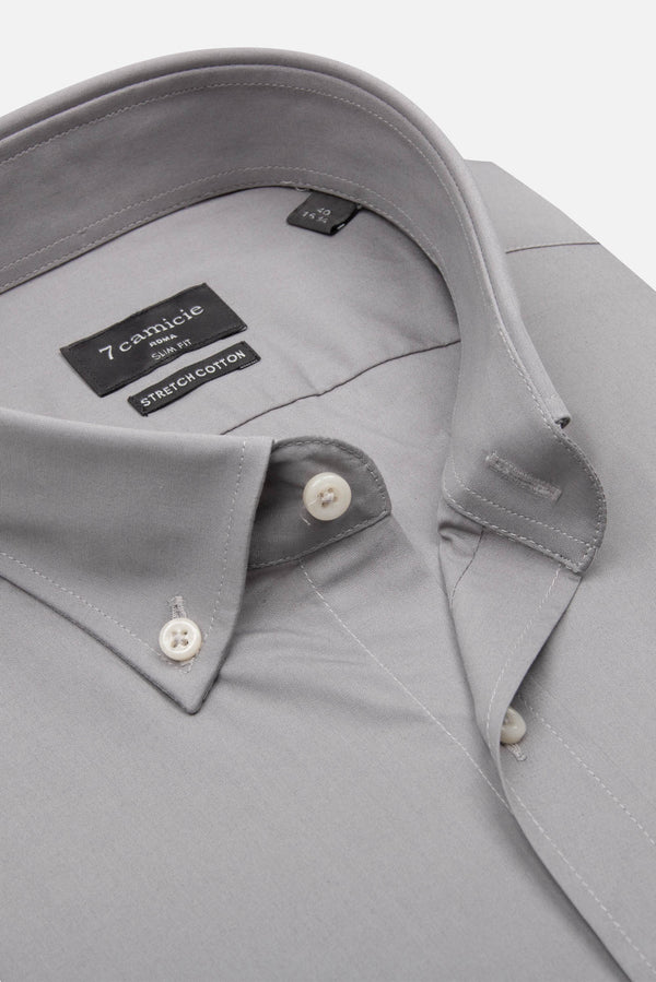 Camicia Uomo Leonardo Essential Popelin Stretch Grigio Chiaro