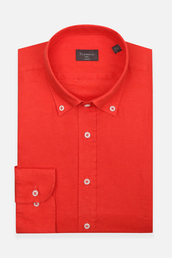 Camicia Uomo Leonardo Essential Lino Arancione