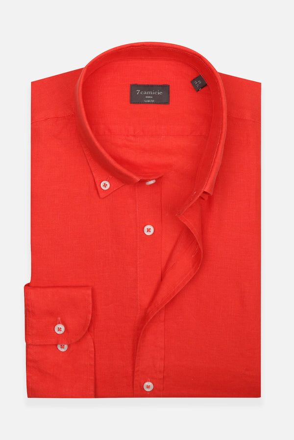 Camicia Uomo Leonardo Essential Lino Arancione