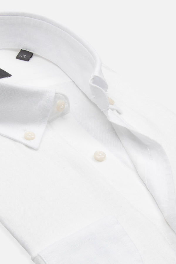 Camicia Uomo Leonardo Essential Lino Bianco