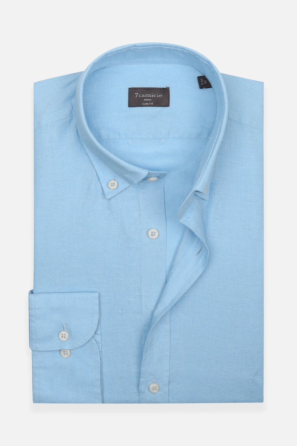 Leonardo Essentials Linen Man Shirt Light Blue