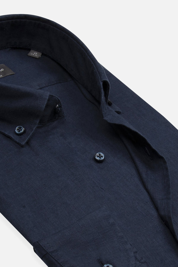 Camicia Uomo Leonardo Essential Lino Blu