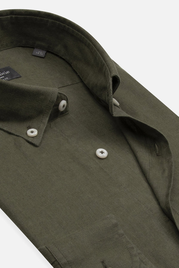 Camicia Uomo Leonardo Essential Lino Verde