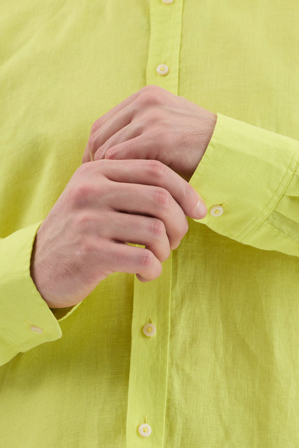 Camicia Uomo Leonardo Essential Lino Giallo