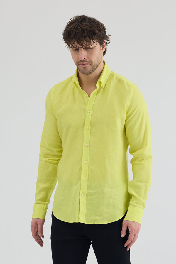 Camicia Uomo Leonardo Essential Lino Giallo