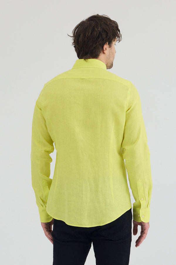 Camicia Uomo Leonardo Essential Lino Giallo