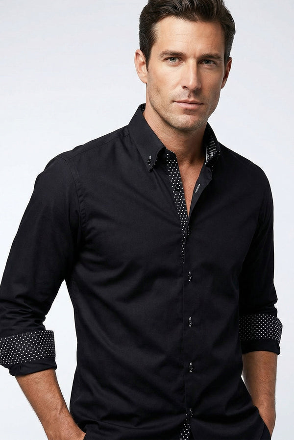 Camisa Hombre Roma Iconic Satin Negro
