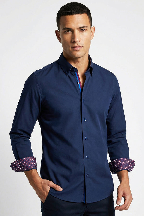 Camisa Hombre Roma Iconic Satin Azul