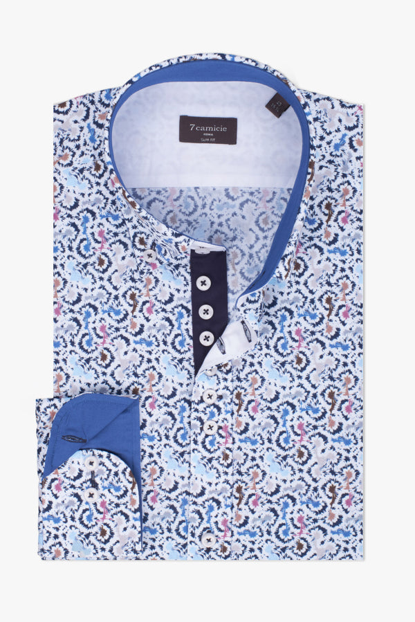 Camicia Uomo Donatello Iconic Popelin Bianco Blu