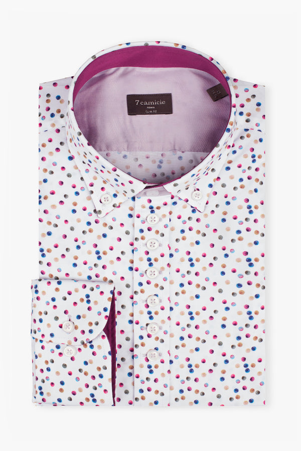 Camicia Uomo Donatello Iconic Popelin Bianco Rosa