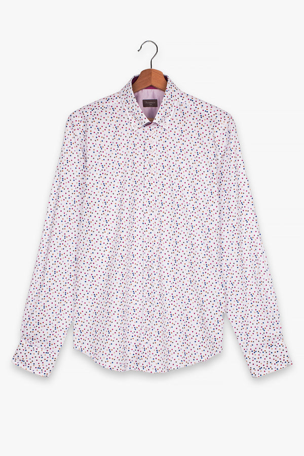 Camisa Hombre Donatello Iconic Popelin Blanco Rosa