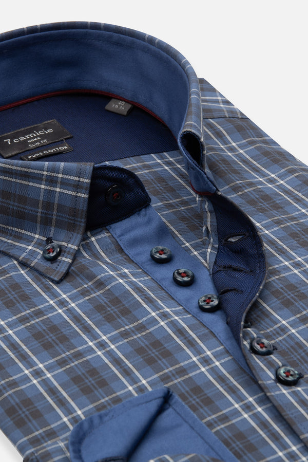 Donatello Iconic Oxford Man Shirt Blue Blue