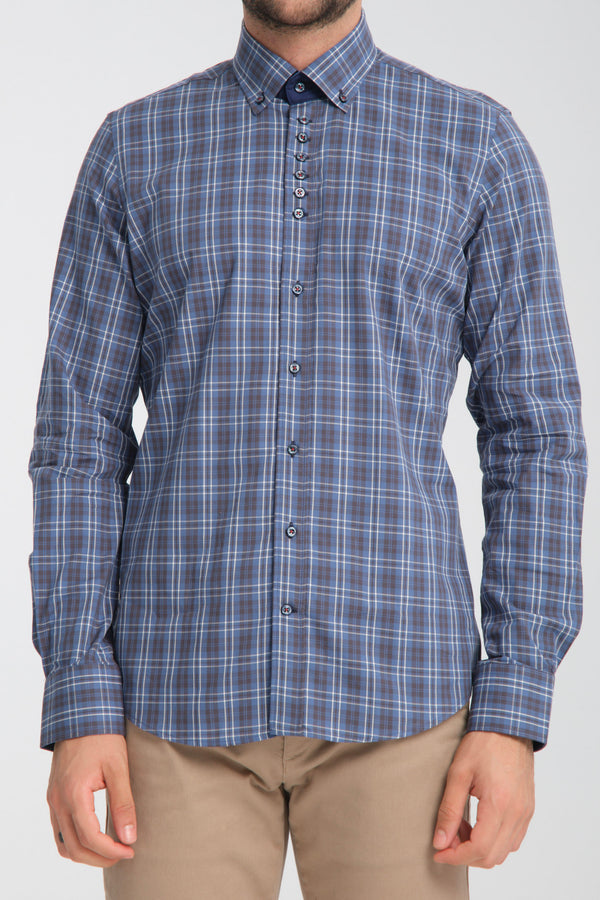 Donatello Iconic Oxford Man Shirt Blue Blue