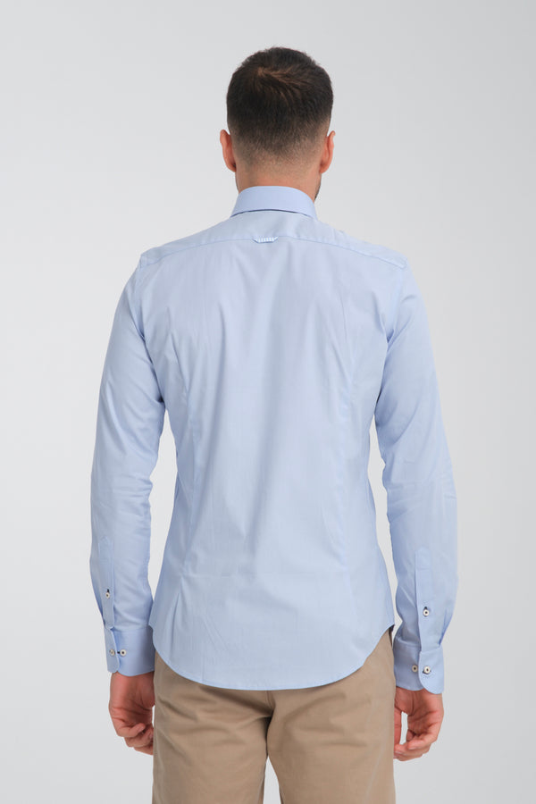 Camicia Uomo Donatello Sport Popelin Stretch Celeste